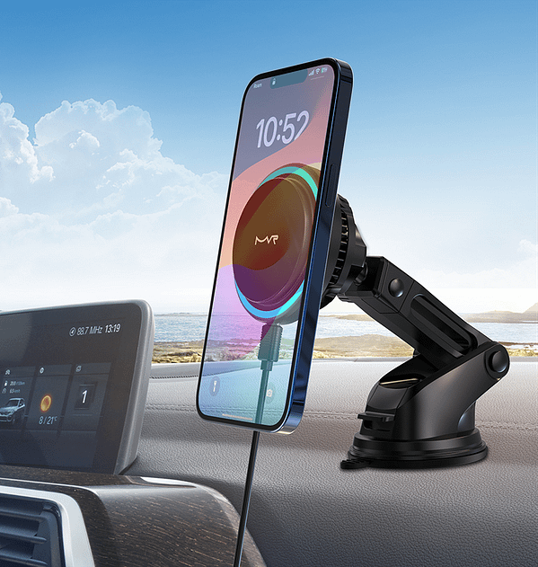 T1 MVR MagSafe Car Charger Holder - 15W Fast Wireless Charging Mount (Black) | iPhone Compatible - Image 7