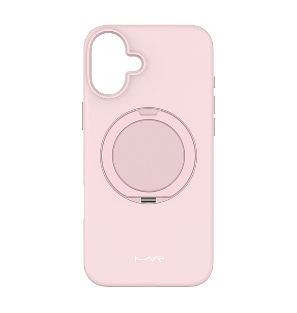Pink Sand MVR Liquid Silicone Back Cover W/Stand for iPhone 16, soft and comfy