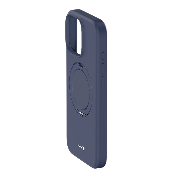MVR Liquid Silicone Case for iPhone 16 Pro with Stand - Navy Blue (Non - Yellowing Material) - Image 2