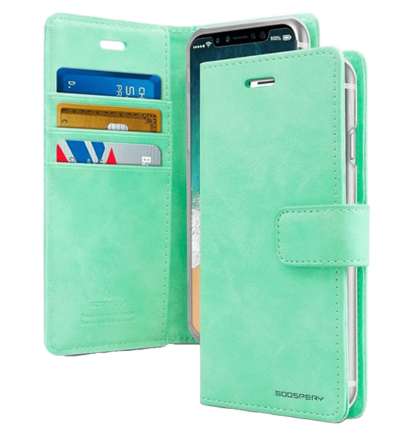 Mint Mercury Bluemoon Diary Flip Wallet Cover for iPhone 16 Plus, stylish and functional