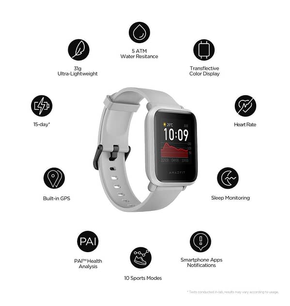 Amazfit Bip S Smartwatch - White | Ultra - Light, 40 - Day Battery, Always - On Display, Waterproof, Heart Rate Monitor - Image 2