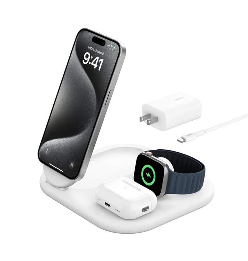 Belkin 15W 3 in 1Magsafe Magnetic Wireless Charger - White