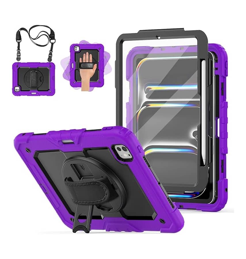 iPad Pro 11″ 2024 Survivor Rugged Case with Hand Strap – Purple