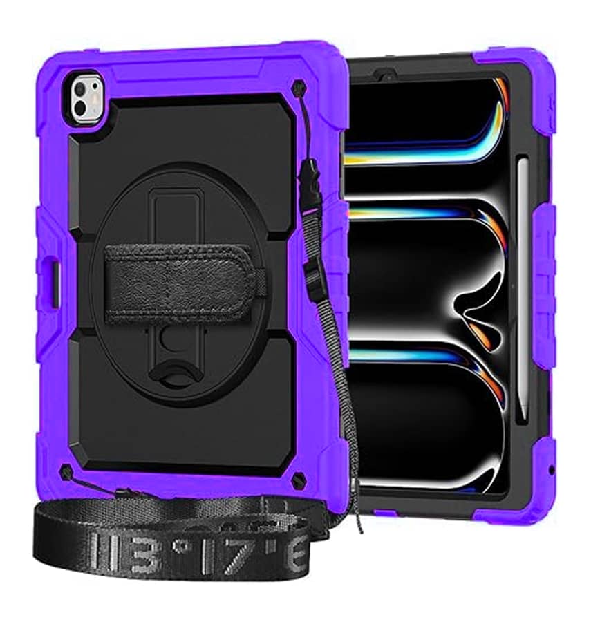 iPad Pro 13″ 2024 Survivor Series Case – Purple Heavy – Duty Protection with Hand Strap