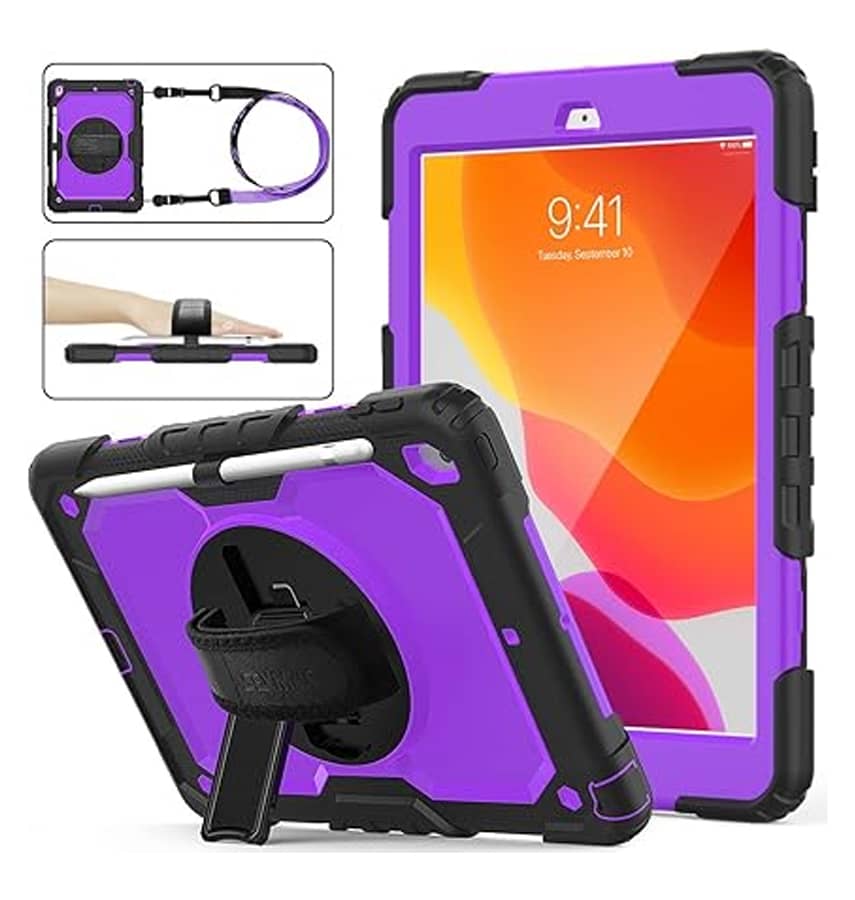iPad 10.2 Survivor Case with Hand Strap Durable Cover – Slim Shockproof Cover with Hand Strap