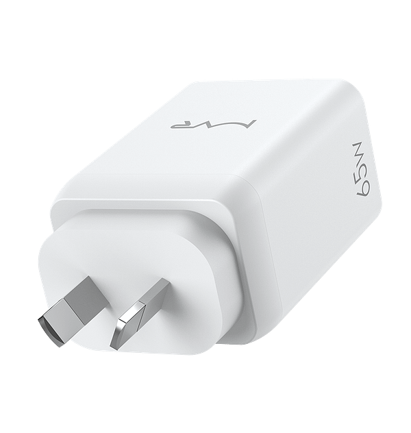 MVR 65W GaN Fast Charger - 3 - Port (USB - C/USB - A) | Ultra - Compact, Foldable Plug for Laptop/Phone (White) - Image 6