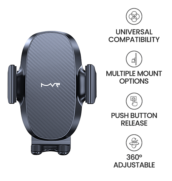 T10 MVR Universal Car Phone Mount - Rear Press Design for Easy Use (Black) | One - Hand Operation - Image 7