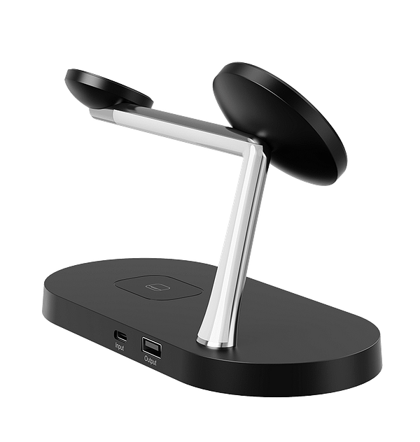 MVR 4 - in - 1 Wireless Charging Station - Fast Qi Charger for Phone, Watch, Earbuds & More | Sleek Black All - in - One Dock - Image 2