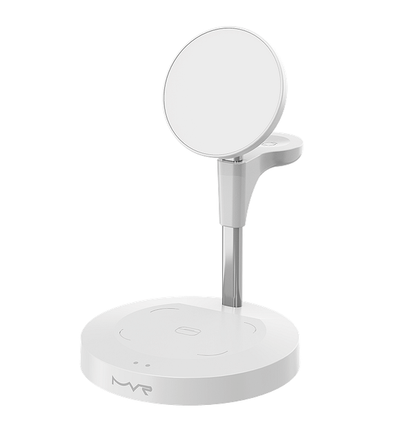 MVR 3 - in - 1 Wireless Charging Station - 15W Fast Charge for iPhone/Magsafe, AirPods & Apple Watch (White) - Image 2