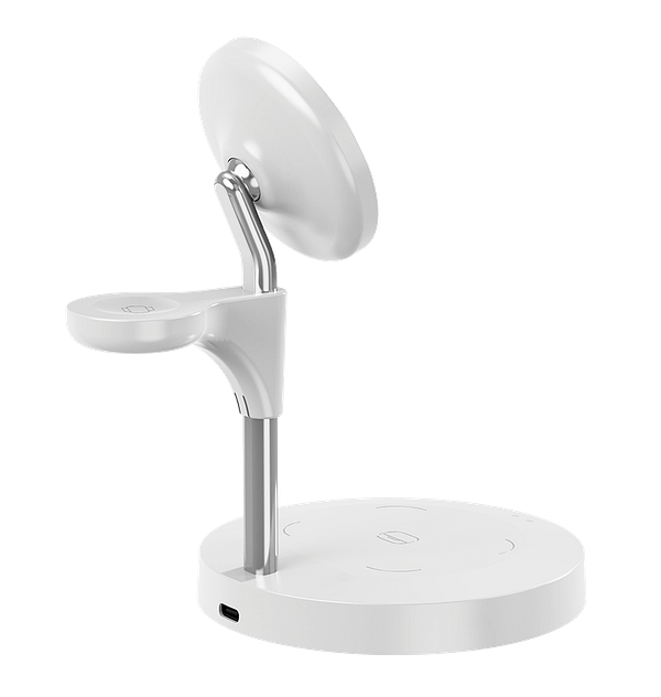 MVR 3 - in - 1 Wireless Charging Station - 15W Fast Charge for iPhone/Magsafe, AirPods & Apple Watch (White) - Image 3