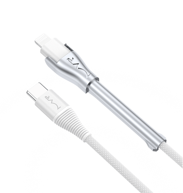 MVR 1.2m MFi Certified Lightning Cable – USB-C with Phone Stand for iPhone (White) - Image 3