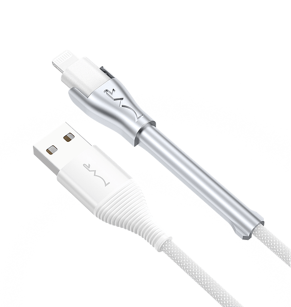 MVR 1.2m Lightning Cable – USB-A to MFi Certified with Kickstand for iPhone (White) - Image 2