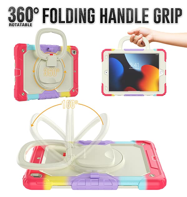 iPad Air 4/5 & Pro 11 360° Survivor Case with Handle - Rainbow Red | Military - Grade Drop Protection - Image 3
