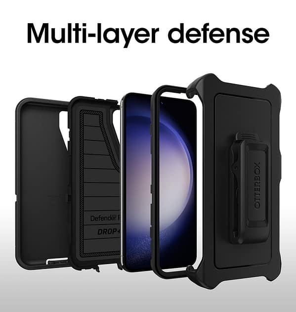 Samsung Galaxy S23 OtterBox Defender Series Case - Rugged Black, Multi - Layer Drop Protection + Built - In Screen Protector - Image 4