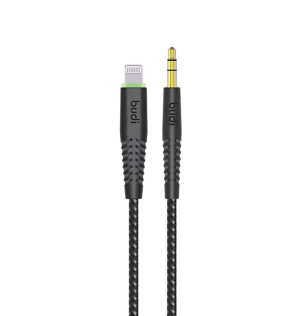 Budi Lightning to AUX cable, black for reliable and high-performance audio connection