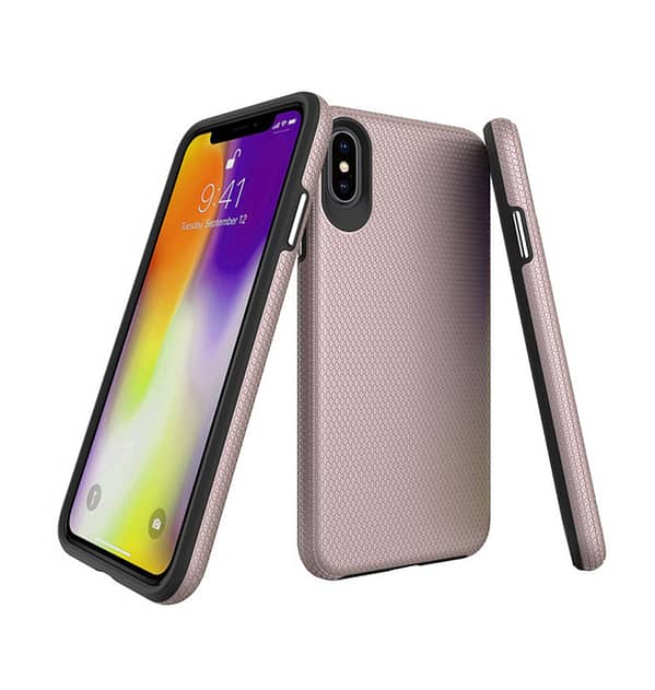 iPhone X/XS Rose Gold Triangle Case - Ergonomic Anti - Slip Design | Textured Grip & Lightweight Protection - Image 2