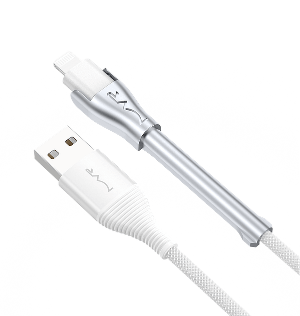 MVR 1.2m Lightning Cable – USB-A to MFi Certified with Kickstand for iPhone (White) - Image 2