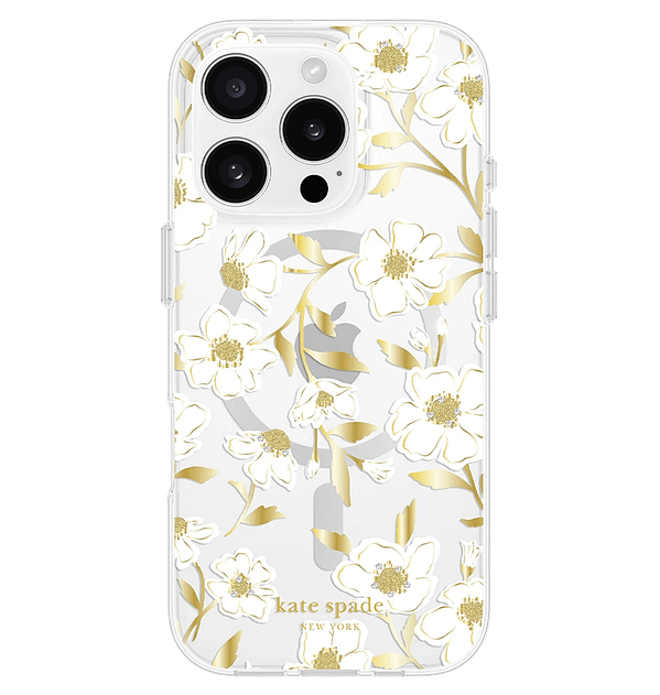 White Floral MagSafe Case Back Cover for iPhone 16 Pro, chic design