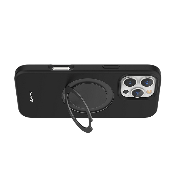 MVR Liquid Silicone Case for iPhone 16 Pro with Stand - Black (Matte Anti - Fingerprint) - Image 4