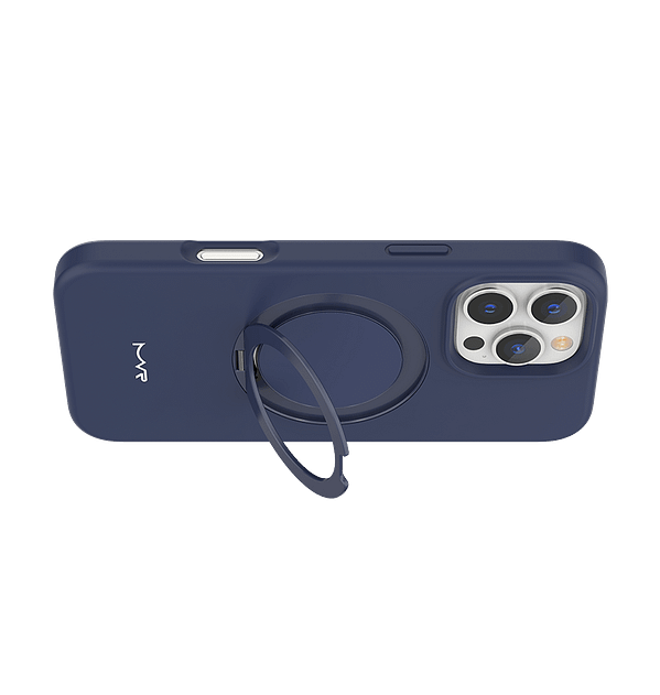 MVR Liquid Silicone Case for iPhone 16 Pro with Stand - Navy Blue (Non - Yellowing Material) - Image 4