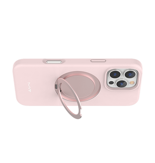 MVR Liquid Silicone Case for iPhone 16 Pro with Stand - Pink Sand (Anti - Slip + Kickstand) - Image 4