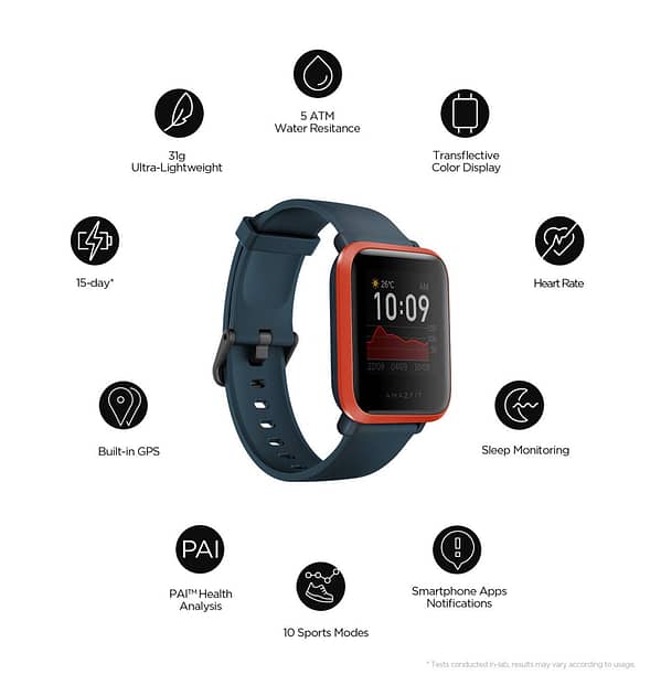 Amazfit Bip S Smartwatch - Red/Orange | 40 - Day Battery Life, GPS, Always - On Color Display, 5ATM Waterproof - Image 2