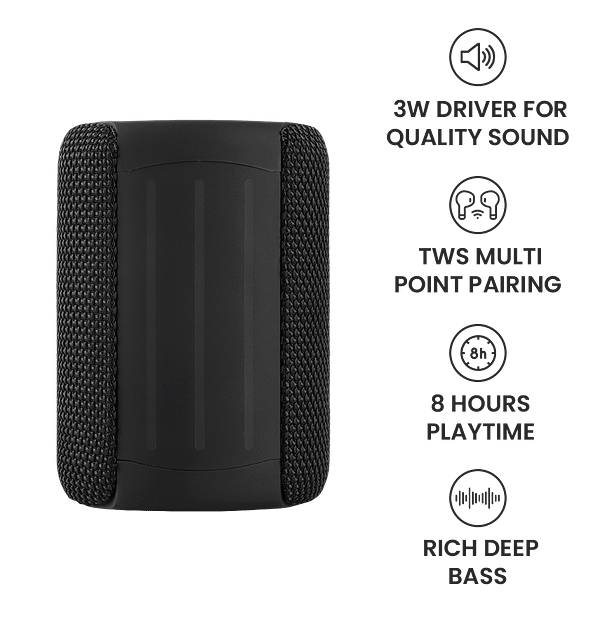 MVR Mini Bluetooth Speaker - HD Sound | Compact, IPX5 Waterproof & 12H Playtime (Black) - Image 6