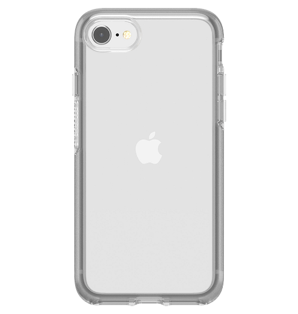 Clear Otterbox Symmetry back cover for iPhone 7/8/SE2, strong and slim protection.
