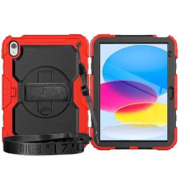 iPad Mini 4/5 Survivor Rugged Case with Hand Strap - Red | Secure Grip Design + Military - Grade Drop Protection - Image 2