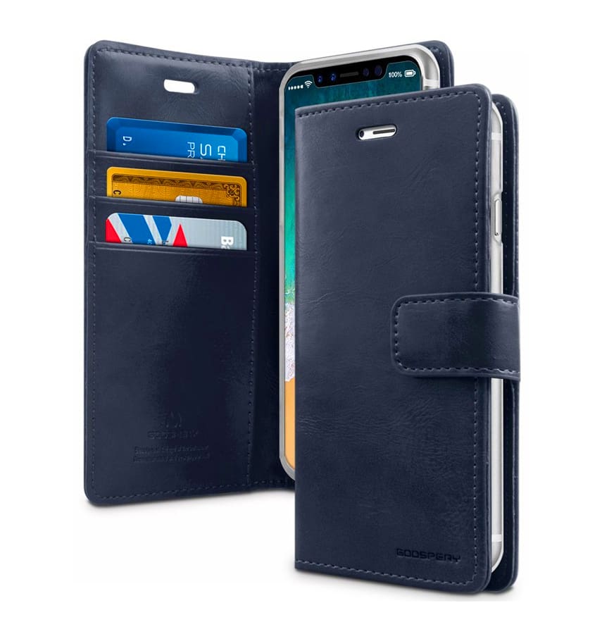 Navy Mercury Bluemoon Diary flip wallet case for iPhone 11, sleek and reliable fit