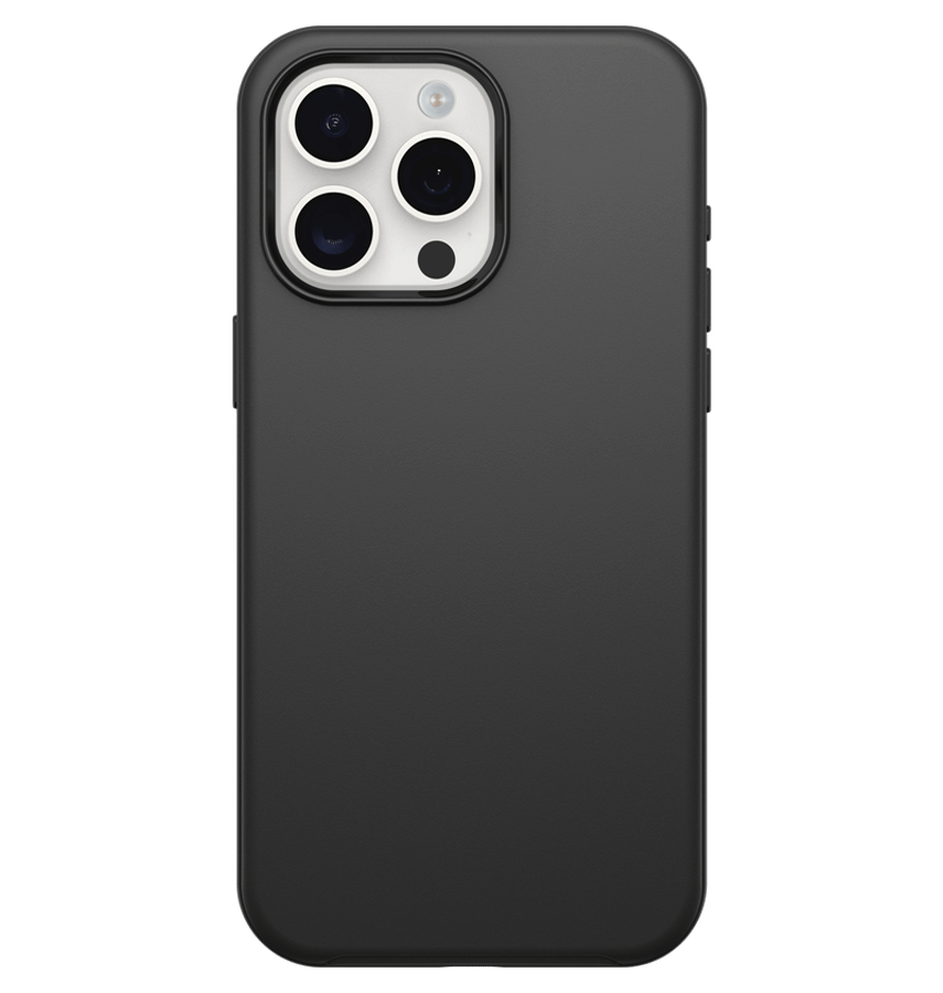 Black Otterbox Symmetry MagSafe Back Cover for iPhone 15 Pro Max, tough and sleek