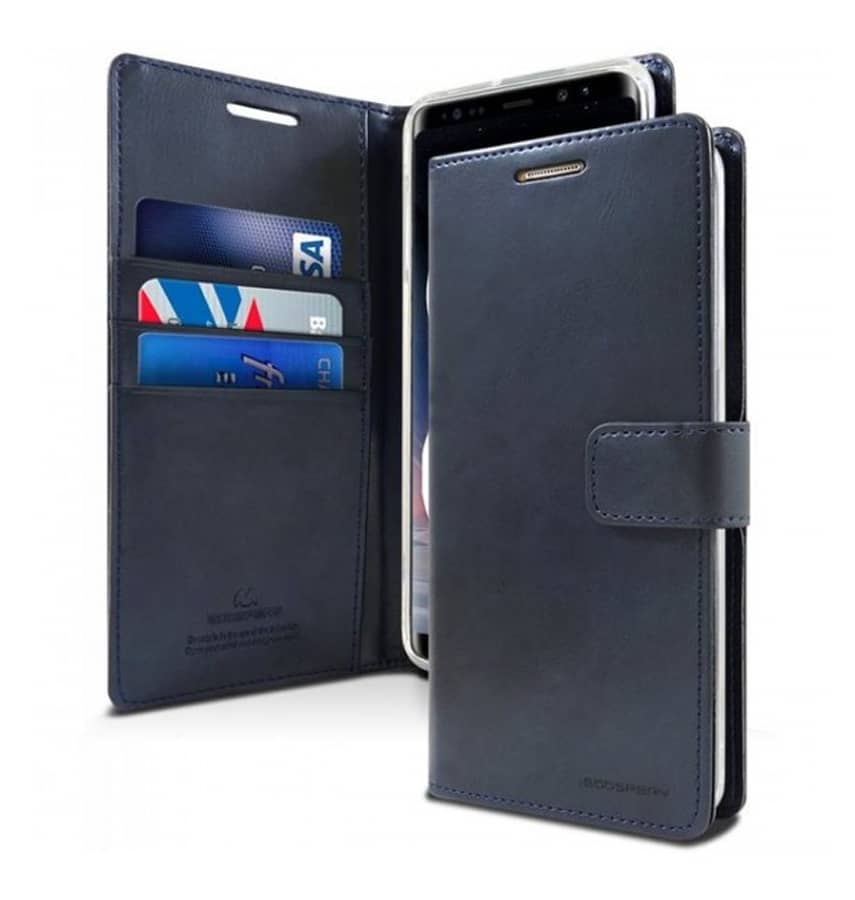Navy Mercury Bluemoon diary back cover for iPhone 7/8/SE2, stylish protection.