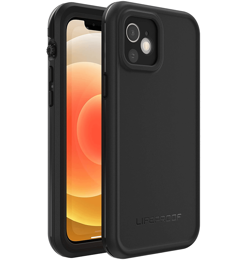 Black Lifeproof Fre back cover for iPhone 12, rugged and durable protection