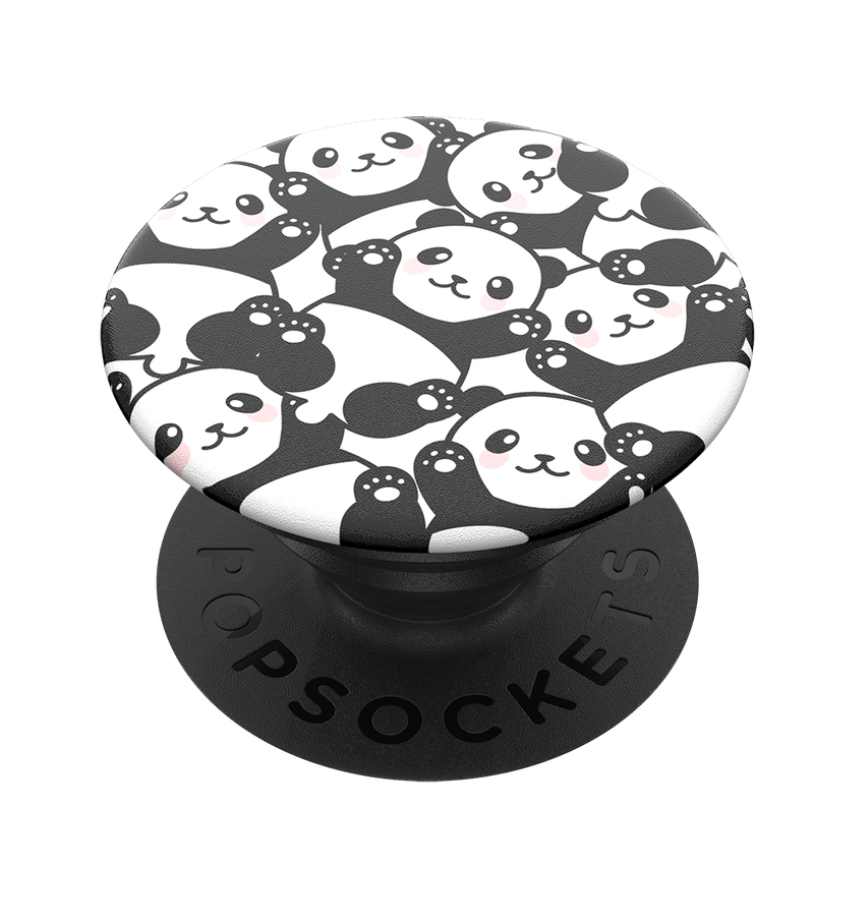 Pandamonium PopGrip with an expanding kickstand for easy phone use and grip