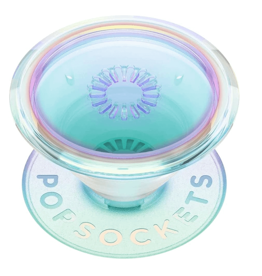 Iridescent PopGrip with adhesive for a secure phone grip and trendy style