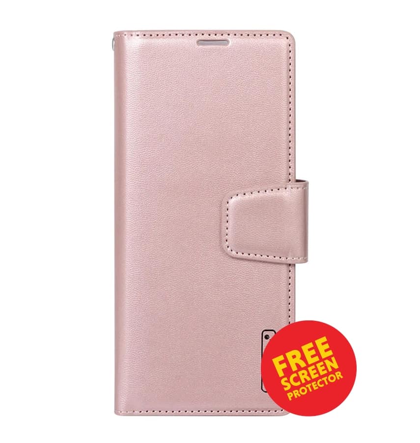 Samsung S26 Leather Case – Rose Gold | Hanman Magnetic Detachable Wallet Protective Cover with Slim & Durable Design