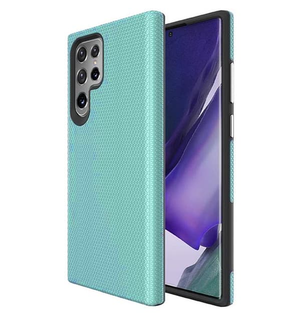 Samsung Galaxy S23 Ultra Triangle Geometric Case | Textured Aqua Blue Cover - Slim Protective Design (Non - Slip Grip) - Image 2
