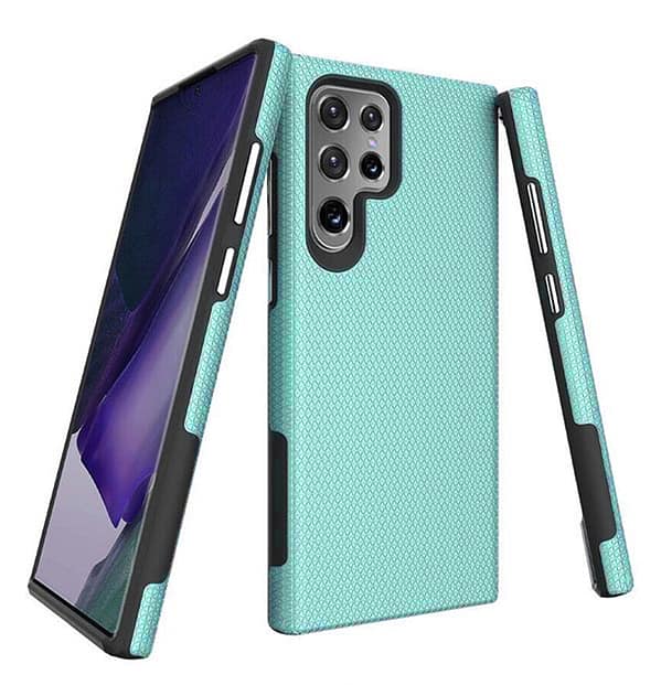 Samsung Galaxy S23 Ultra Triangle Geometric Case | Textured Aqua Blue Cover - Slim Protective Design (Non - Slip Grip) - Image 3