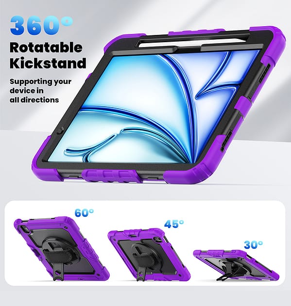 iPad Air 11 (2024) Survivor Rugged Case - Military - Grade Protection with Comfort Hand Strap (Purple) - Image 4