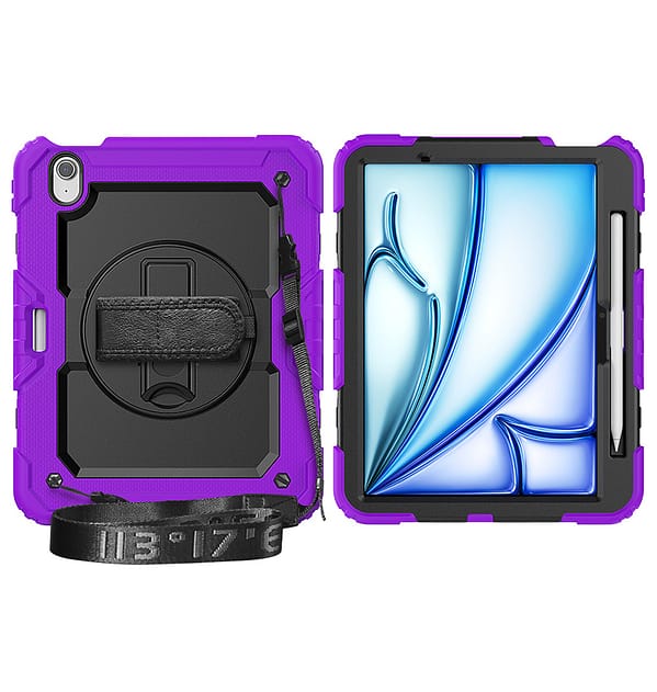 iPad Air 11 (2024) Survivor Rugged Case - Military - Grade Protection with Comfort Hand Strap (Purple) - Image 5