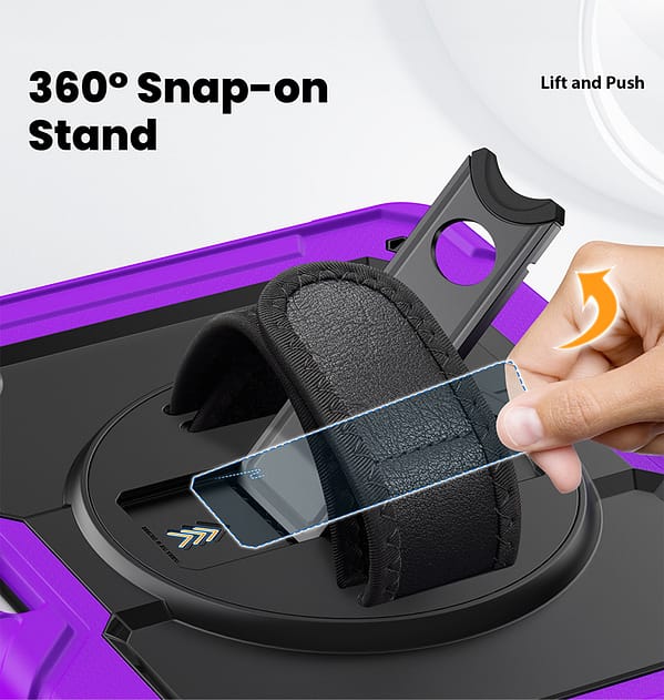 iPad Air 11 (2024) Survivor Rugged Case - Military - Grade Protection with Comfort Hand Strap (Purple) - Image 6