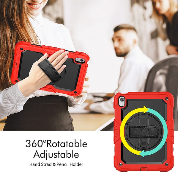 iPad Mini 4/5 Survivor Rugged Case with Hand Strap - Red | Secure Grip Design + Military - Grade Drop Protection - Image 6