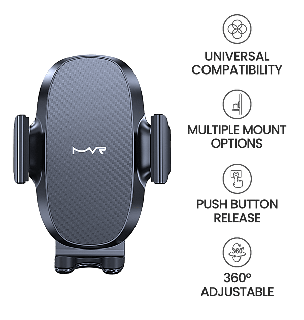 T10 MVR Universal Car Phone Mount - Rear Press Design for Easy Use (Black) | One - Hand Operation - Image 7