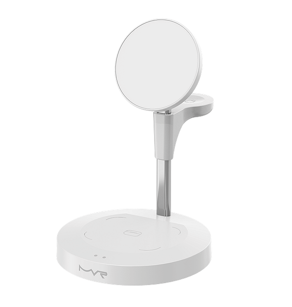 MVR 3 - in - 1 Wireless Charging Station - 15W Fast Charge for iPhone/Magsafe, AirPods & Apple Watch (White) - Image 2