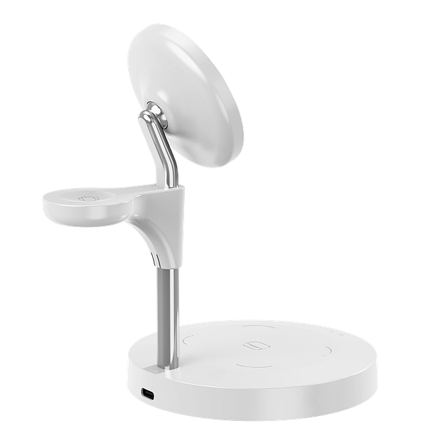 MVR 3 - in - 1 Wireless Charging Station - 15W Fast Charge for iPhone/Magsafe, AirPods & Apple Watch (White) - Image 3