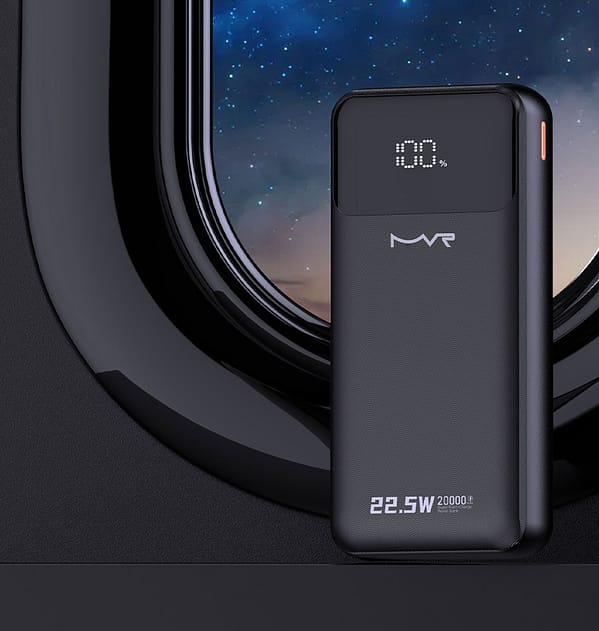 20000mAh Power Bank with Built - in Cable - MVR Rapid 20W Ultra - Fast Charging | Portable & Dual Output (Black) - Image 3