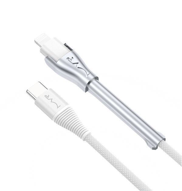 MVR 1.2m MFi Certified Lightning Cable – USB-C with Phone Stand for iPhone (White) - Image 3