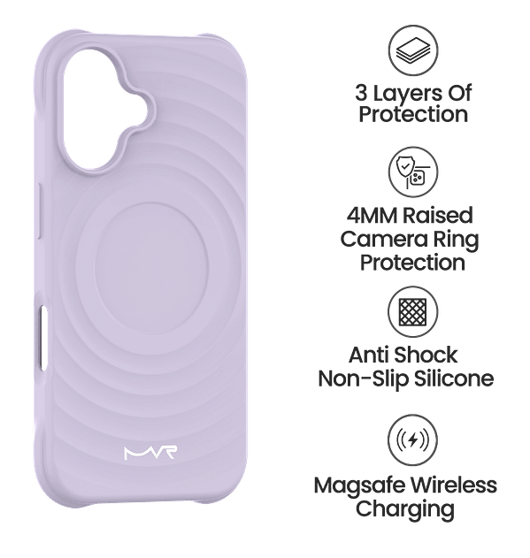 iPhone 16 MVR Wave Silicone Case - Lavender | Premium Soft - Touch Cover with Grippy Wave Design | Slim Fit & Protective - Image 5