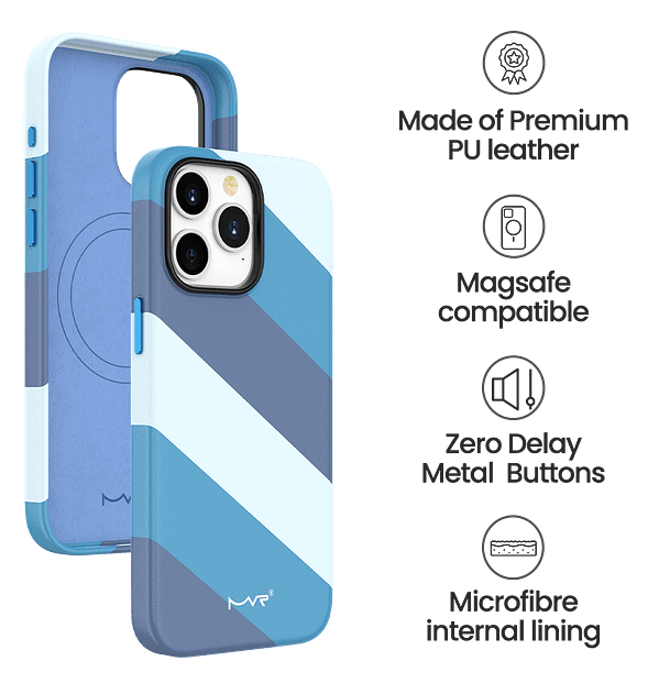 iPhone 13/14/15/16e MVR Stripe Vibe Case - Blue Celeste Gradient Design | Textured Anti - Slip Grip + Shockproof Bumper (MagSafe Ready) - Image 5