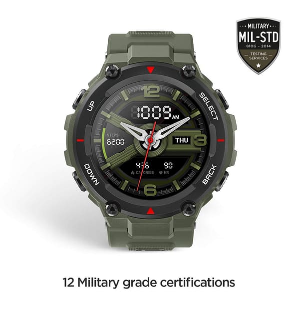 Amazfit T - Rex Army Green Sport Band - Heavy - Duty TPU, Sweatproof, Adventure - Ready Design - Image 3